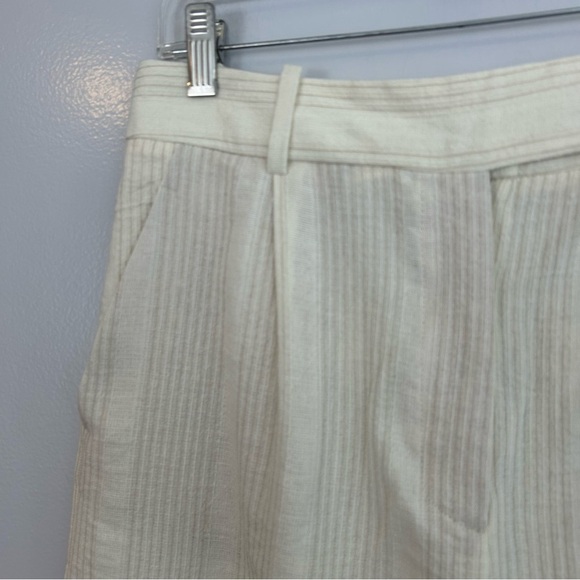 NWT Zara Cream Lightweight Straight Leg Striped Casual Trouser Pants Medium - Picture 3 of 8